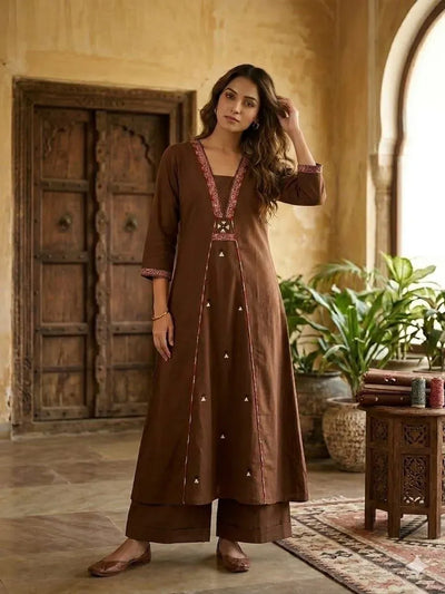 Trending Dhabu Cotton A-Line Kurti Set - Handwork Festive Wear for Women