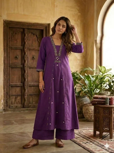Trending Dhabu Cotton A-Line Kurti Set - Handwork Festive Wear for Women