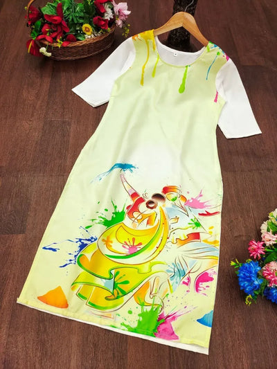 Trending Digital Print Crepe Kurti - Vibrant Holi Special for Her