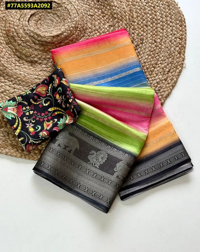 Trending Dolla Cotton Silk Saree - Rainbow Digital Print for Festive Wear