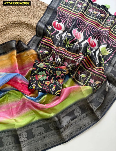 Trending Dolla Cotton Silk Saree - Rainbow Digital Print for Festive Wear