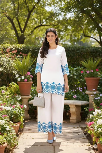 Trending Embroidered Cotton Co-ord Set - Stylish & Comfortable for Festivities