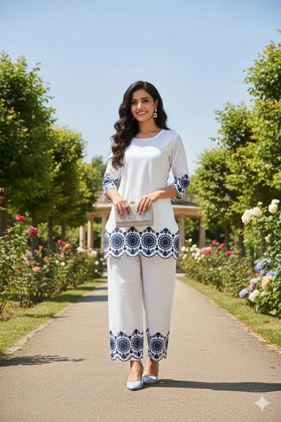 Trending Embroidered Cotton Co-ord Set - Stylish & Comfortable for Festivities