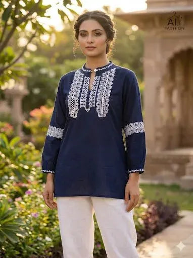 Trending Embroidered Rayon Top - Soft Daily & Office Wear for Women