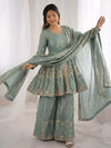 Trending Fendy Silk Plazzo Suit - Elegant Embroidery for Women