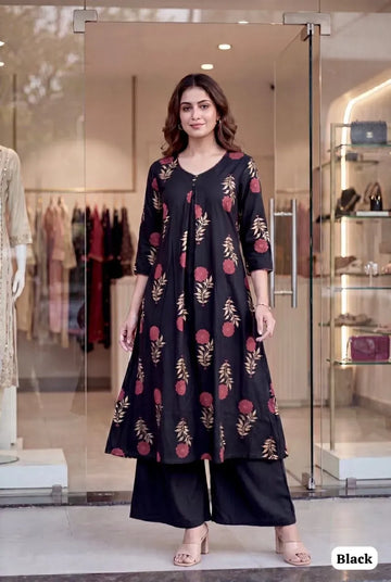Trending Flared Kurti with Pant Set - Elegant Casual Wear for Women