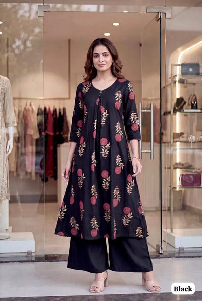Trending Flared Kurti with Pant Set - Elegant Casual Wear for Women