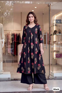 Trending Flared Kurti with Pant Set - Elegant Casual Wear for Women