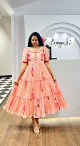 Trending Floral Midi Dress - Elegant A-line for Women | Sizes S-XXL