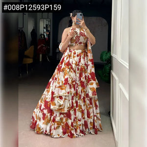 Trending Floral Printed Lehenga Choli with Stunning 12-Meter Flair for Festive & Party Wear