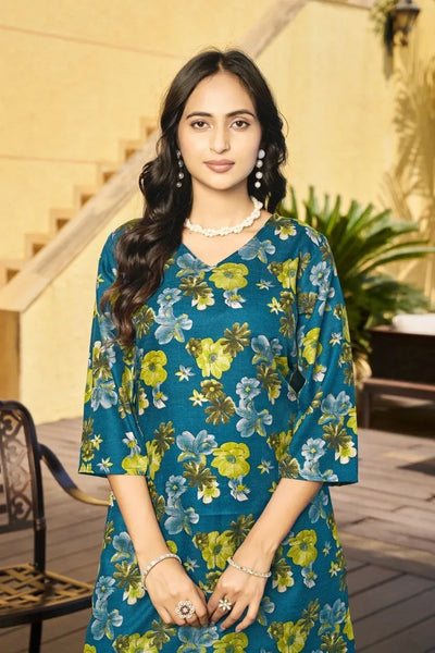 Trending Floral Short Kurti Set - Comfortable Daily Office Wear for Women