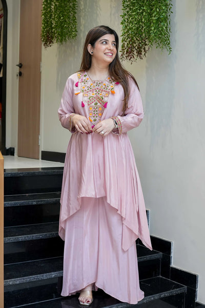 Trending French Crepe Kurti Set - Festive Wear with Pant & Embroidery | Sizes S-XXL