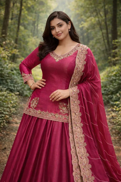 Trending Fuchsia Lehenga Choli Set - Heavy Embroidery & Sequins Work for Festive & Party Wear