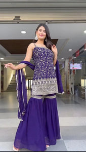 Trending Georgette Kurti Sharara Set - Festive for Women