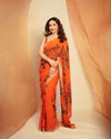 Trending Georgette Saree - Floral Print & Sequin Border for Parties