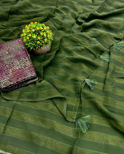 Trending Georgette Saree - Zari Weaving & Digital Blouse for Parties