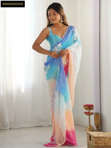 Trending Georgette Silk Saree - Elegant Embroidery for Festive Wear