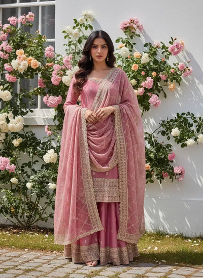 Trending GMY Silk Plazzo Suit - Heavy Embroidery for Festive Wear | M-XXL