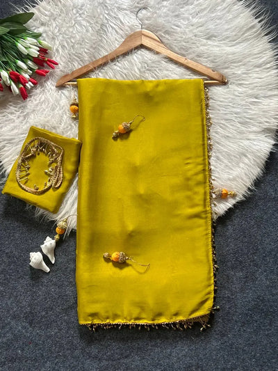 Trending Jumka Saree - Moti Handwork Lace Party Wear for Women