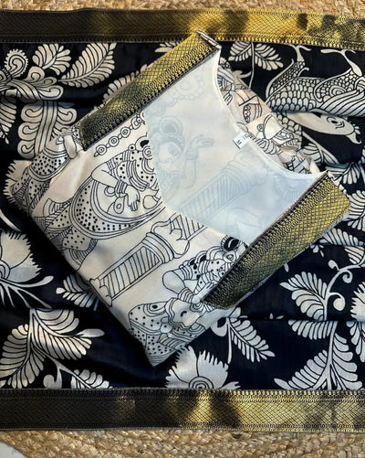 Trending Kalamkari Anarkali Suit - Dola Silk Puff Sleeve for Women