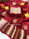 Trending Kanchipuram Organza Saree - Floral Embroidered with Jacquard Border for Women