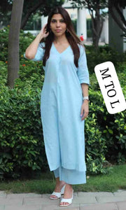 Trending Katha Work Cotton Kurti Plazo Set - Elegant for Women