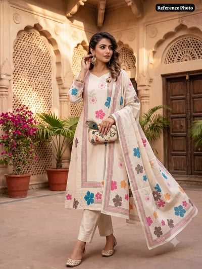 Trending Khadi Cotton Kurti Set - Festive Wear with Dupatta | Sizes M-XXL