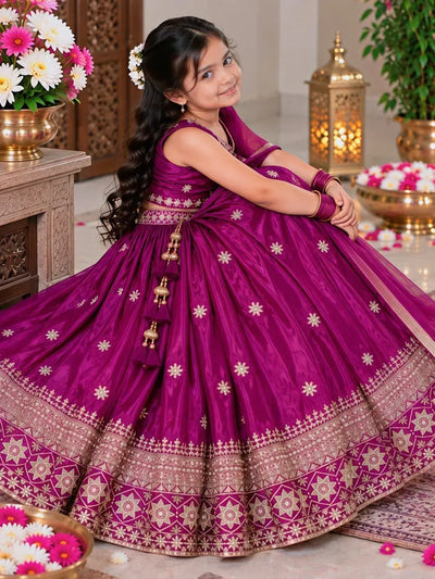 Trending Kids Chinon Silk Lehenga - Exclusive Embroidered Festive Wear
