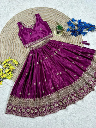 Trending Kids Chinon Silk Lehenga - Exclusive Embroidered Festive Wear