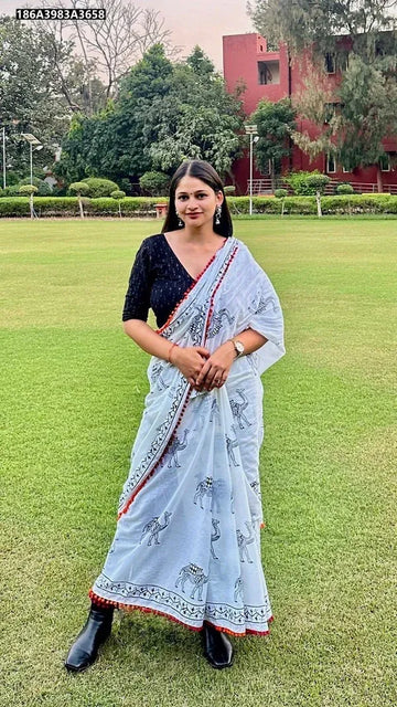 Trending Lilan Digital Print Saree - Rich Pallu & Pom Pom Lace for Festive Wear