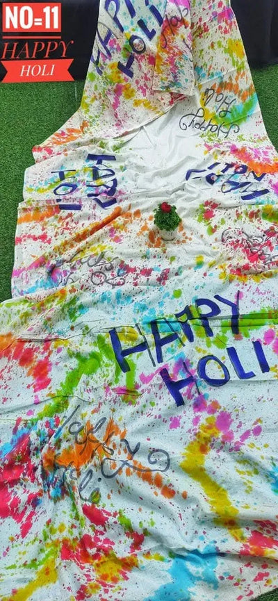 Trending Linen Digital Print Saree - Vibrant Holi Special for Women