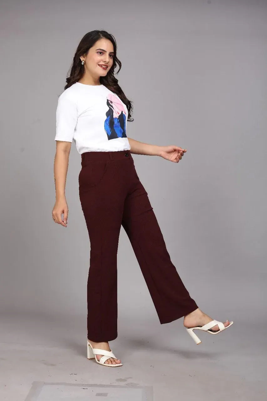Premium micro lycra 4-way stretch pants with side pocket for women