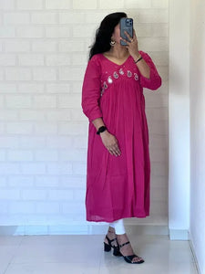 Trending Maggam Work Kurti - Real Mirror Handwork Puff Sleeve for Women