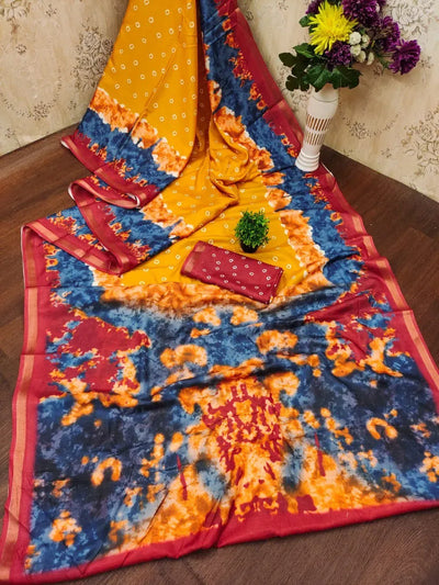 Trending Mal Cotton Saree - Gold Zari Border for Holi & Spring