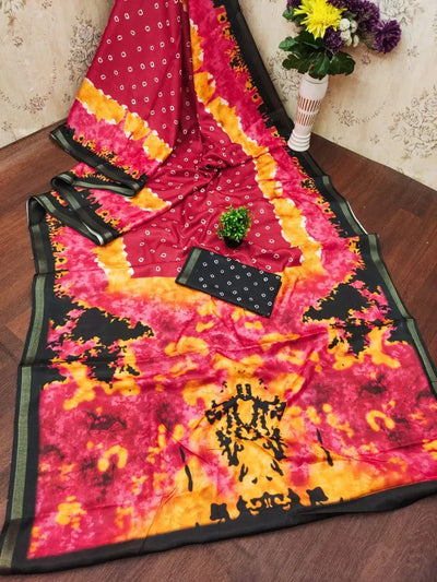 Trending Mal Cotton Saree - Gold Zari Border for Holi & Spring