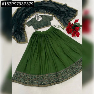 Trending Mul Mul Cotton Lehenga - Patola Print Blouse & Sparkle Dupatta for Women