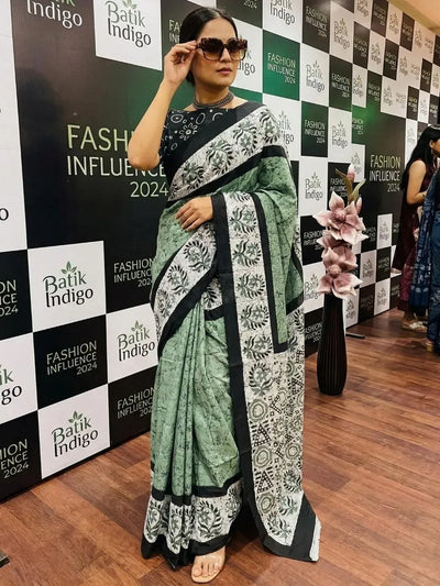 Trending Mulmul Cotton Saree - Hand Batik Style for Women