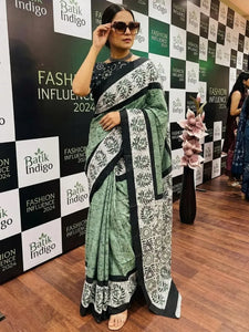 Trending Mulmul Cotton Saree - Hand Batik Style for Women
