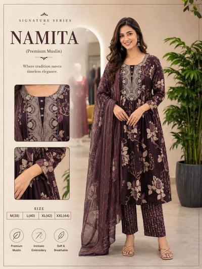 Trending Muslin Suit Set - Elegant Festive Wear for Women | Sizes M-XXL