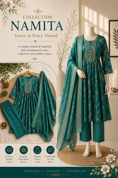 Trending Muslin Suit Set - Festive Wear with Dupatta | Sizes M-XXL