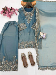 Trending Nc Gmy Silk Sharara Set - Stitched Sequence Work for Parties