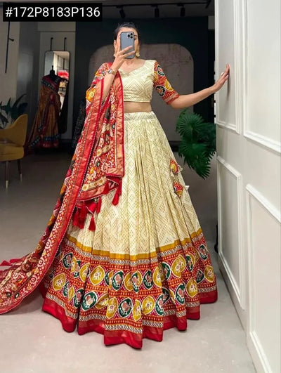 Trending Patola Print Tussar Silk Lehenga Choli for Festive Wear