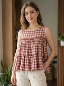 Trending Plaid Linen Cotton Set - Summer Comfort for Women