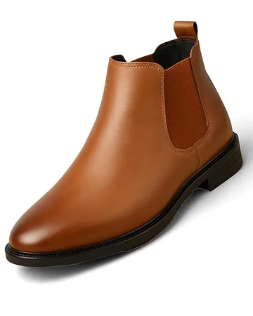 Trending Premium Men's Tan Chelsea Boots - Comfortable Slip-On Faux Leather for Casual & Formal Wear