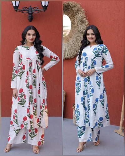Trending Printed Cotton Kurti Set - Elegant Ethnic Wear for Women