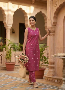 Trending Printed Cotton Kurti Set - Sleeveless Comfort Style for Women