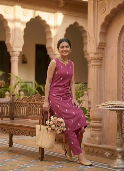 Trending Printed Cotton Kurti Set - Sleeveless Comfort Style for Women