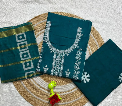 Trending Pure Cotton Dress Material - Elegant Embroidery Work for Festive & Party Wear