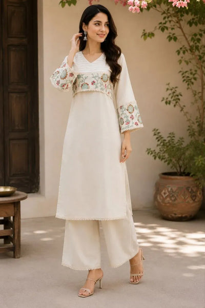 Trending Pure Cotton Kurti Set - Embroidered Festive Wear for Women