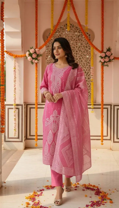 Trending Pure Cotton Suit Set - Jacquard Work Ethnic Wear for Women